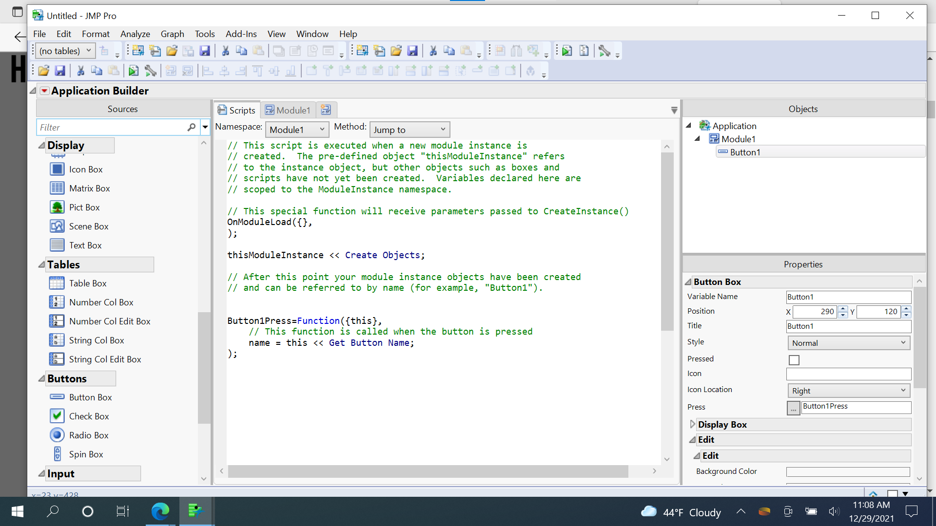 Application Builder How to Make a Picture Appear, Only After a Button
